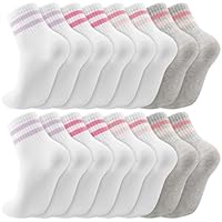 Zuimei 8 Pairs Girls School Socks Seamless Socks Kids with Retro Stripes, Breathable Cotton Blend Crew Sock