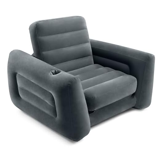 Intex Pull-Out Chair Inflatable Bed, 46" X 88" X 26", Twin, Grey