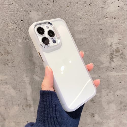Coque iPhone 14 Pro transparente en acrylique antichoc avec bouton en métal argenté