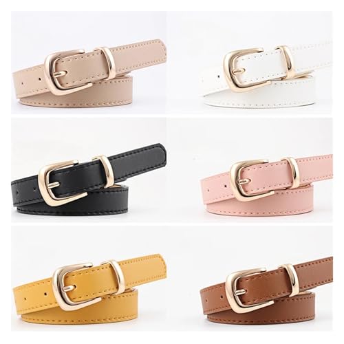 Golden buckle Women's Belts -2 * 105cm PU Leather Skinny Waist Belt with Metal Buckle for Dresses, Jeans & Pants - Simple Luxury Designer Style (Black/Brown)(White)2