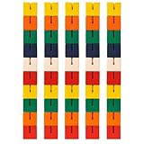 eMKay® Pack of 5 Wooden Twist and Lock Blocks | Fidget Toy for Kids & Adults | Sensory Stress Relief & Fine Motor Skill Development | Classic Retro Cube Puzzle Toy | Bright Coloured Wooden Cubes