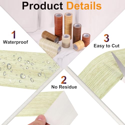Image of PATIKIL Wood Grain Tape 2.2 inch x 15 Ft, 2 Pcs Self-Adhesive Wood Texture Repair Tape Realistic Wood Effect Contact Paper Patch for Furniture Cabinets Floor Walls Home, Grey Oak