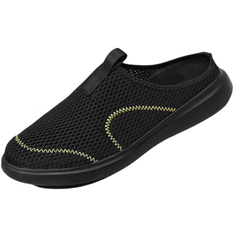 Summer Men's Casual Sports Shoes, Half-Support Design, mesh for Breathability and no Stuffiness, no Laces for Lazy People to wear on one Foot, Large for Home and Commuting