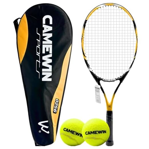 Raquete de Tênis Liga de Alumínio Alto Desempenho 27 Polegadas com Estojo + 2 Bolas de Tênis e Bag de Armazenamento Camewin