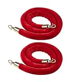 ベルベットスタンションロープ 2本パック 研磨フック付き 群衆制御バリアロープ レッドカーペットイベント、VIPライン、映画館、グランドオープニング用 (7フィート)