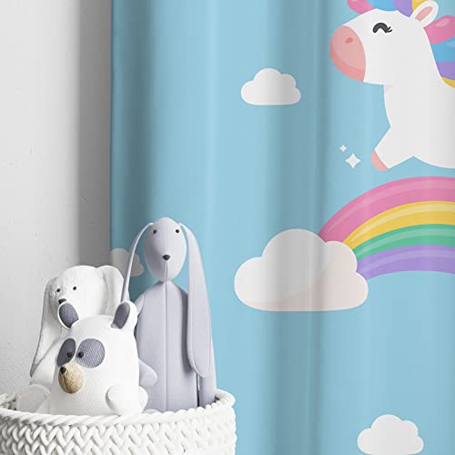 Peach Cuddle Opaque Rainbow Unicorn Printed Kids Curtains for Kids Room, Nursery, Bedroom Playroom (2 Panels, 4x7 Feet) Cute Curtain for Kids Room, Door Curtain, Grommet; Multicolor - Image 6 thumbnail