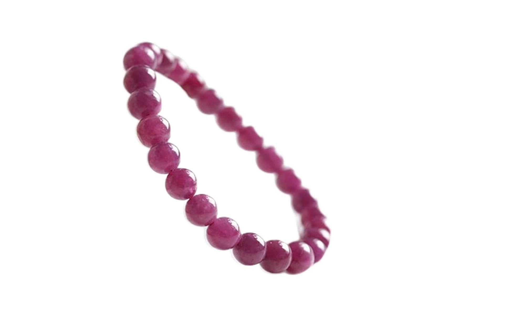 Bracciale con Perline di Elasticizzato Rotondo con Pietra preziosa Rubino Naturale Rosa Rossa 7mm 8mm 9mm Pietra di Rubino raro 9mm
