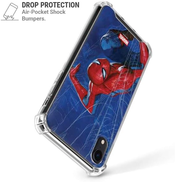 Skinit Clear Phone Case Compatible with iPhone XR - Officially Licensed Marvel Spiderman World of Webs Design