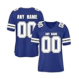 Camiseta Deportiva Personalizable | Estilo Fútbol Americano o Rugby para Hombre, Mujer y Niño | Elige Tu Texto y Números Azul