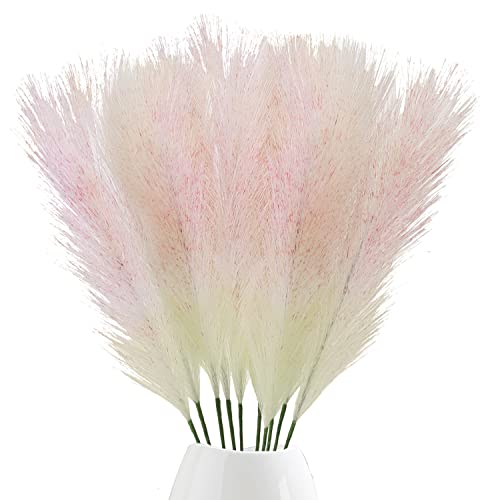 XHXSTORE 10pcs Pampasgras Künstliche Blumen Rosa Kunstblumen Pampasgras Deko Blumenstrauß Pampas Grass Kunstpflanzen Pampasgras Weiss für Vase Deko Schlafzimmer Deko Wohnzimmer Balkon Boho Cover