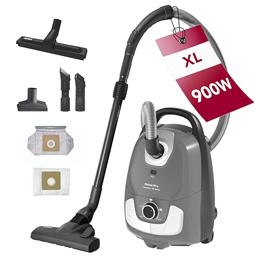 Akitas C11 900W Aspirateur avec Sac Câble de 7m Puissance d’Aspiration réglable Nettoyage Multi-Surface pour Sols Durs et Moquettes Tête de Rechange...