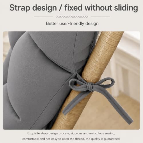 Image of KYNE Grey Rocking Chair Cushion 18 x 50 Inch Thick Tufted Chair Cushion with Backrest and Seat Pad Soft Premium Fabric Polyester Filling Non Slip Indoor Outdoor Rocking Chair Cushion