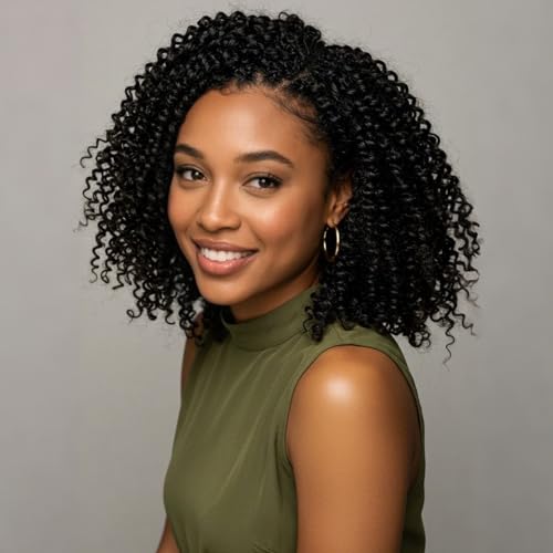 MIMAN 6 Packs 8 Inch Short Black Crochet Braids Passion