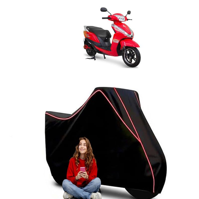 Image of Magnus EX Electric Scooty Bike Cover Water Resistant Outdoor Use Universal Fit Scooters Motorcycles Heavy Duty UV Protection Dust Rain Scratch Resistant Elastic Bottom Black Blue Piping
