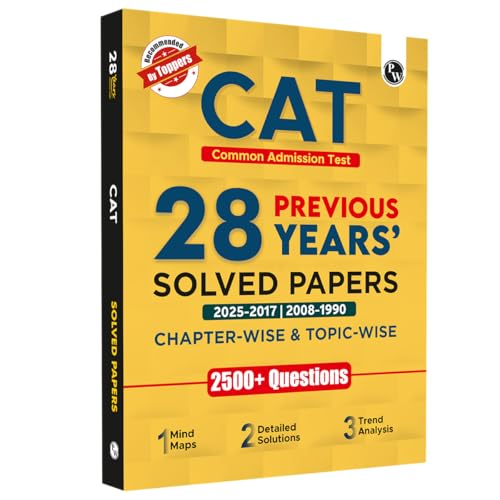 Image of PW CAT 28 Years Chapterwise & Topicwise Previous Years Solved Papers PYQ Book For 2026 Exams | 2500+ Questions, Mind Maps, Detailed Solutions, Trend Analysis