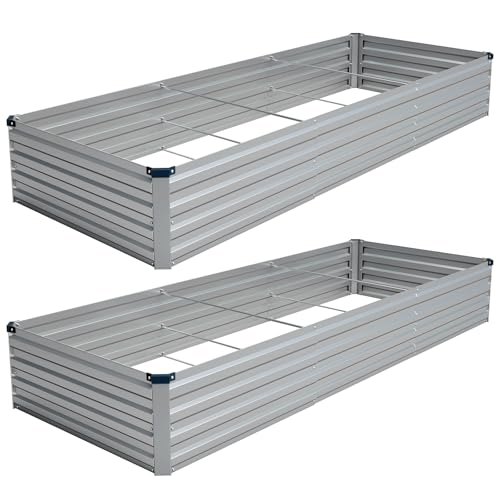 Vengarus 2PCS 10x3x1ft Galvanized Raised Garden Beds Kit,Planter Box Silver by Vengarus - Used condition - US$50.34