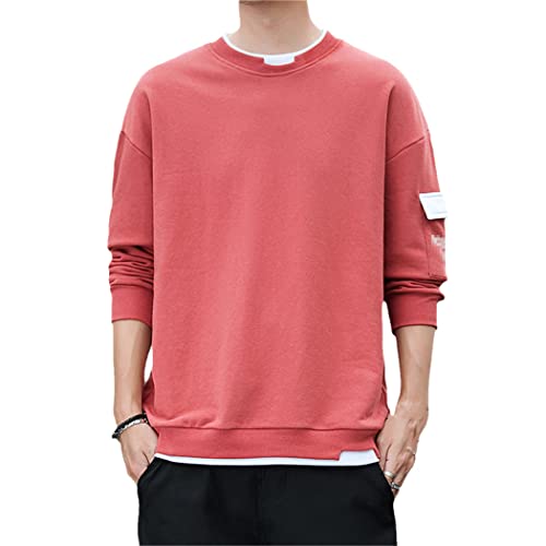 Pull à capuche homme rouge style décontracté hip-hop manches longues automne