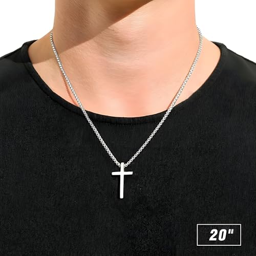 Image of Moon Bucks - Pendant for Boys Silver Pendants For Mens | Stainless Steel Lord Prayer Cross Pendant Necklace Chain for Men | Birthday Gift for Boys | Locket for man and boys | Chain For Men - Christmas Gift