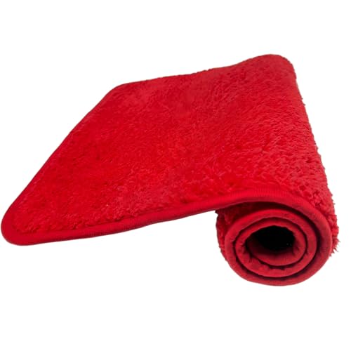 Eanpet Red Bathroom Rugs Water Absorbent Chenille Bath Mat for Bathroom Machine Washable Shower Mats Bath Rug for Kids Shower Tub 16 x 24 Red