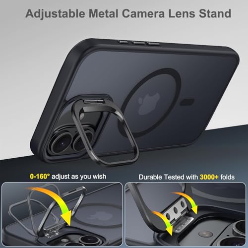 EGOTUDE for iPhone 16 Plus Case | Translucent Matte Hard Back Cover with Stand Compatible with Mag 3