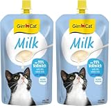 GimCat Milk - Katzenmilch aus echter laktosereduzierter Vollmilch mit Calcium für gesunde Knochen - 1 Beutel (1 x 200 ml) (Packung mit 2)