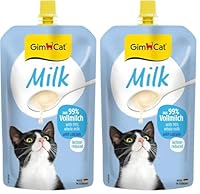 GimCat Milk - Katzenmilch aus echter laktosereduzierter Vollmilch mit Calcium für gesunde Knochen - 1 Beutel (1 x 200 ml) (Packung mit 2)