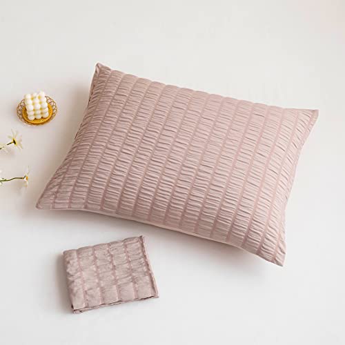 Soft Pillow Cases Set Of 2, Seersucker Pillowcase Wrinkle, Fade, Stain Resistant, 100% Brushed Microfiber, Standard Size 20X26 Inches Pillow Covers With Envelope Closure, Brown #TOP5