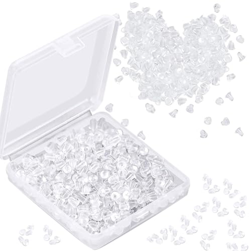 Hedmedum Lote De 600 Tapones De Silicona Para Pendientes, Cierre De Goma, Cierre Universal, Con Caja De Almacenamiento, Gel De Sílice