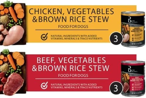 Pure Balance Beef Stew and Chicken Stew Wet Dog Food Variety Pack, 12.5 oz Cans (6 Pack)