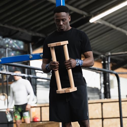 Image of CALI SPORTS Calisthenics Wood Parallettes Bars | Push Up Bar That Will Not Slip or Wobble | Wrist Wraps Included (Long)
