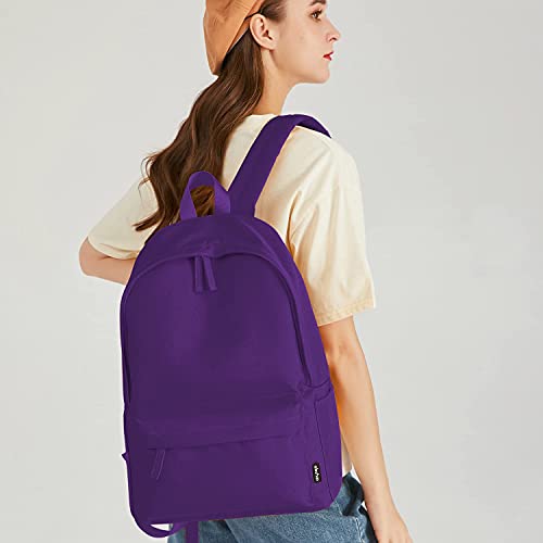 Abshoo Lightweight Casual Unisex Backpack For School Solid Color Boobags (Purple) #TOP1