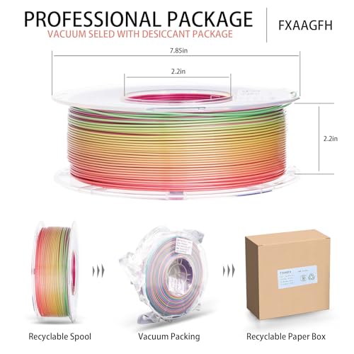 Image of Rainbow 3D PLA Printer Filament 1.75 mm, Matte 3 D PLA Printing Print Filament + /-0.03mm, 1kg /2.2lbs