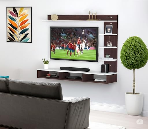 Image of Bros Moon 48 inch MDF C Shaped Wall Mounted TV,Suitable for Upto 48 inches Smart (Cabinet 2 Wenge White)