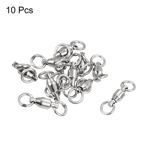 PATIKIL Ball Bearing Swivel, 10 Pack 30lb Carbon Steel Solid Welded Ring Fishing Tackle Connector, Silver - Image 3
