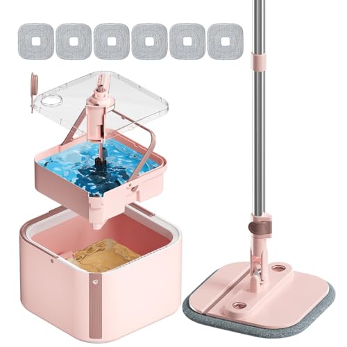KZKR Square Spin Mop and Bucket Set with Self Separation