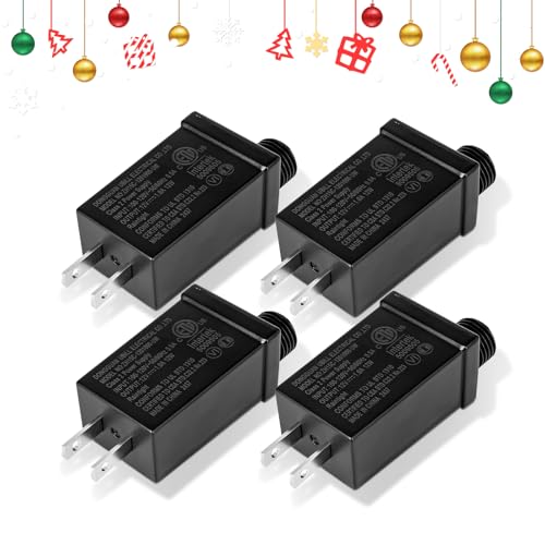 Image of 12V 1A Class 2 Power Supply, LED Transformer Replacement for Christmas String Light Yard, IP44 Waterproof Low Voltage Inflatable Adapter Plug, 4 Pack