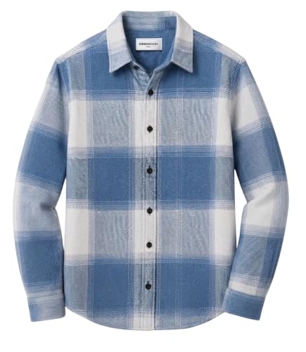 Image of DEEMOON Men's Premium Cotton Flannel Checkered Shirt | Full Sleeve Plaid Casual Button-Down Shirt | Soft Brushed Winter & Autumn Regular Fit, Office & Travel (Available in Plus Size)