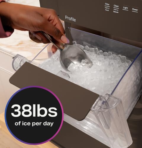 Image of GE Profile Opal Ultra, Countertop Nugget Ice Maker, 1 Gal XL Side Tank, *Amazon Exclusive*, 38 lbs /Day, Pebble Pellet Crushed Ice Machine, WiFi Chocolate Quartz