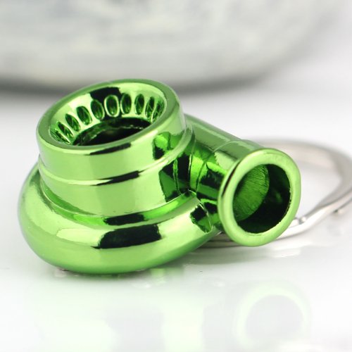 Image of maycom Creative Spinning New Turbo Turbocharger Keychain Key Chain Ring Keyring Keyfob (Anodized Green)