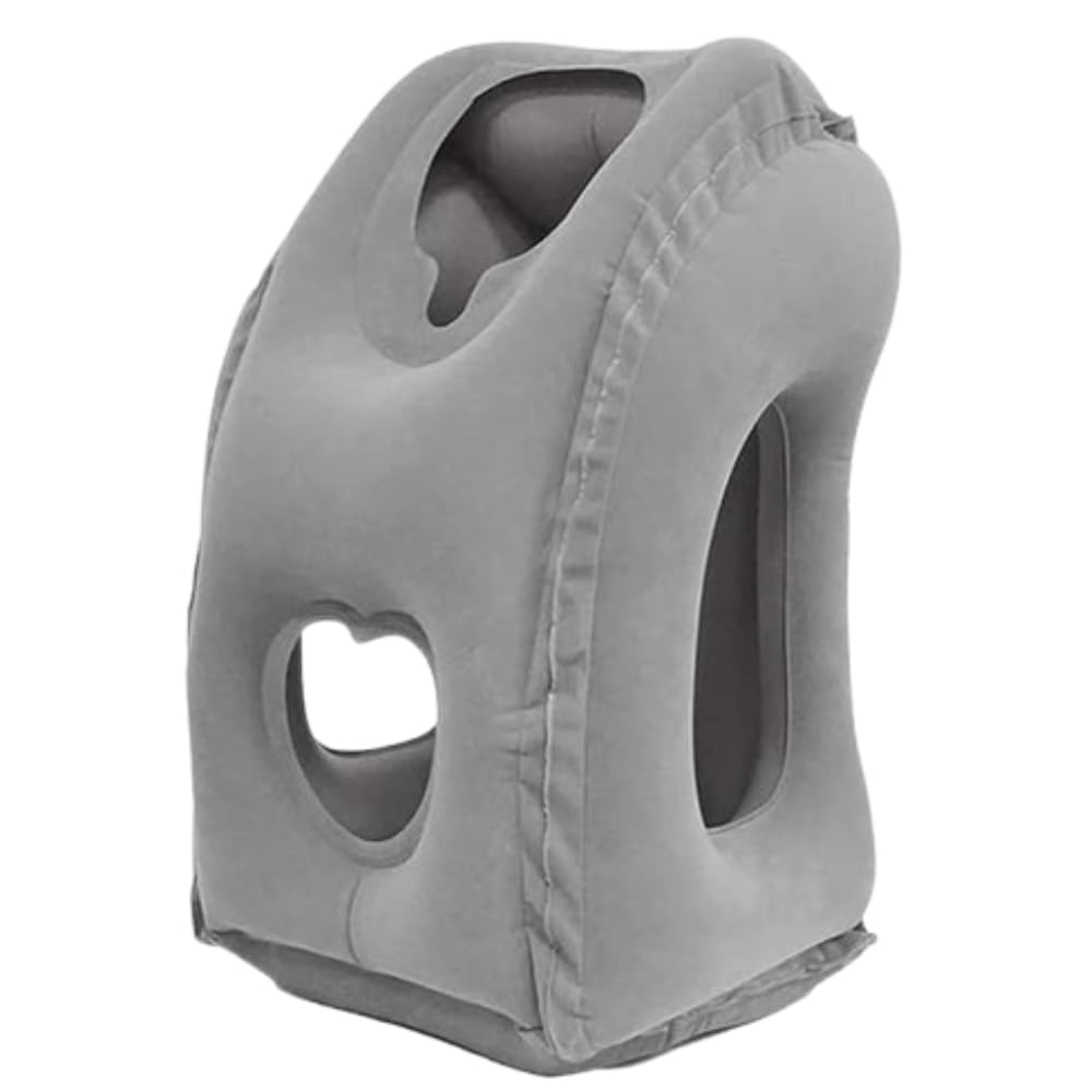 GETZET Travel Pillow, Inflatable Cuishion Neck and Head Support for Long Airplane Flight Sleeping for Cars, Bus, Trains, Office Napping Use for Men & Women Avoid Neck & Shoulder Pain.