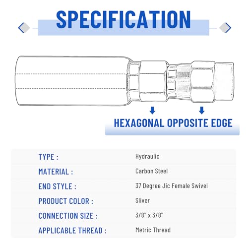 Image of 12 Pack Hydraulic Hose End Fittings: 3 /8 inch I.D. Hose x 3 /8 inch JIC 37 Female With Protection Cover Hydraulic End Swivel Crimp Fitting
