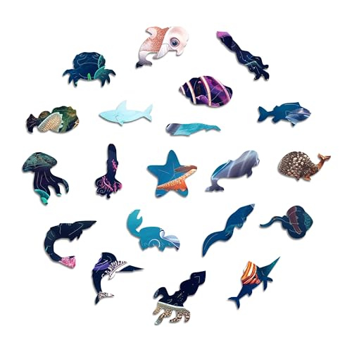 Iconic Puzzles – Sea Animals, fantasy animals, 100 % nachhaltiges Holzpuzzle, Geschenke für Kinder und Erwachsene, Größe M, 350 Teile – Ansicht 6