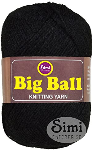 Image of Big Ball Black (600 gm) Wool Ball Hand Knitting Wool /Art Craft Soft Fingering Crochet Hook Yarn, Needle Knitting Yarn Thread dye MG HIG
