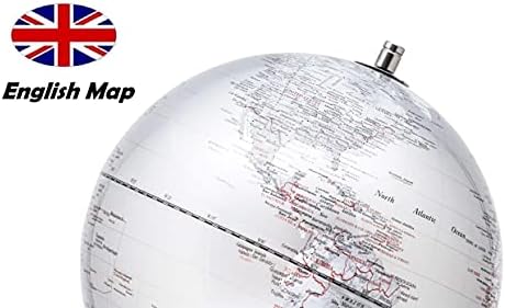 EXERZ 30cm World Globe - Stainless Steel Ring Standing, Packaging in premier Kraft Box, Perfect for Gifting - Metallic Silver