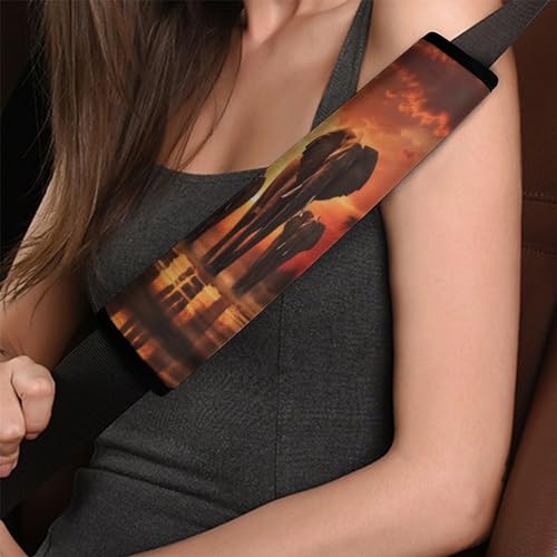African Animal Elephants Sunset 2 Packs Soft Comfort Car Seat Belt Pads Cover, Universal Car Seat Belt Shoulder Pads Strap Covers for Adults, Car Seat Belt Cushions