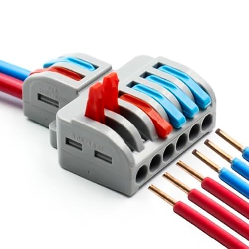 Image of XELYTON Wire Clip Connector, Universal Connection Terminals, Circuit Inline Splices Electric Connectors, Quick Connect & Freely Assemble Electrical Splicing Kit for Compact (2 in 6 Out, 5)
