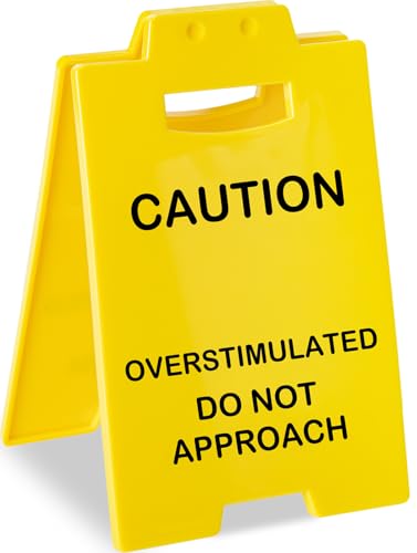 Funny Sticky Note Holder - 6 Pack Note Holder Clips, Overstimulated Desk Sign for Office, Hilarious Desk Signs for Coworkers, Perfect Funny Office Gifts (Yellow)