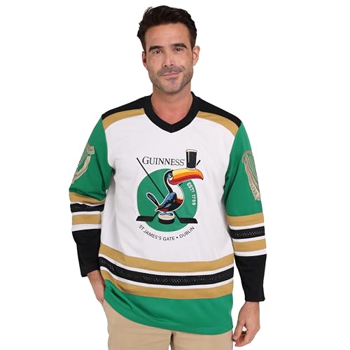 Guinness Hockey Jersey Embroidered Polyester Athletic Toucan Shirt Official Merchandise Branded Hockey Jersey White