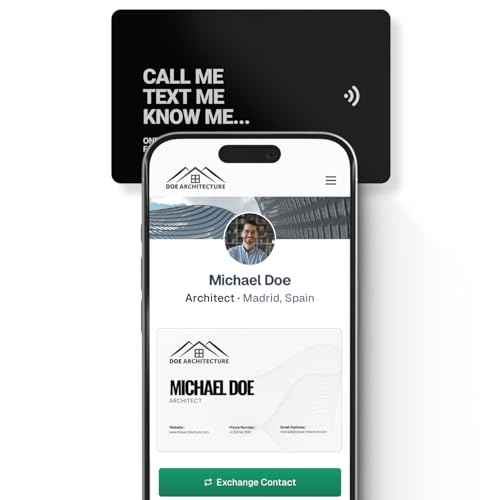 KNOW.EE Digitale Visitenkarte | NFC Smart Networking Karte + QR-Code | Tippen zum Teilen | Kompatibel mit iOS & Android (schwarz)