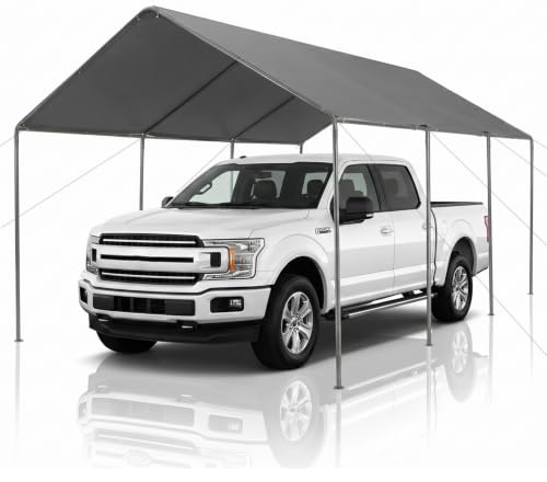 Carport, Heavy Duty Galavanized Carport Canopy, Party Car Tent Garage Shelter for Outdoor with Reinforeced Structure (Gray, 12x20 FT)